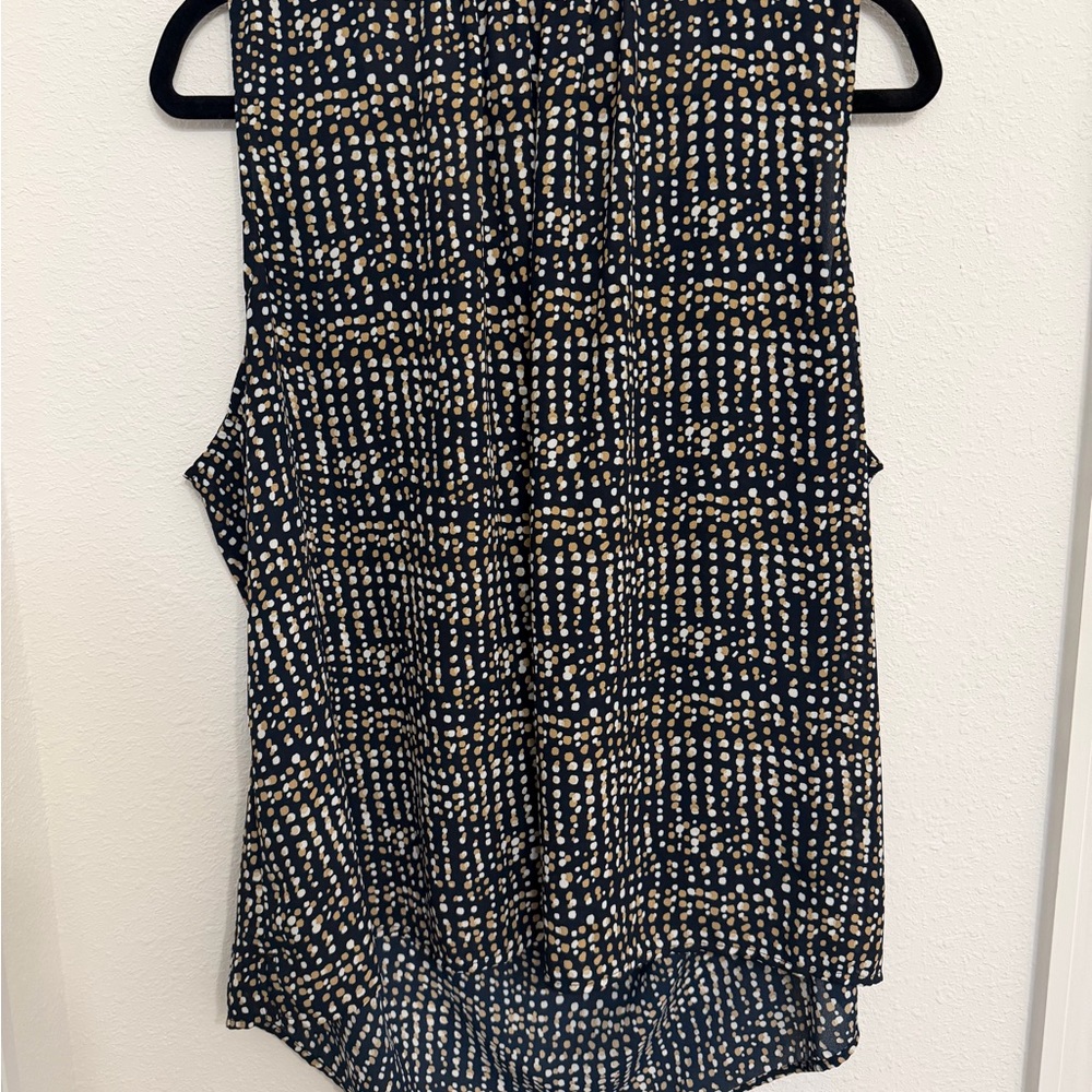 LOFT Navy and White Patterned Blouse